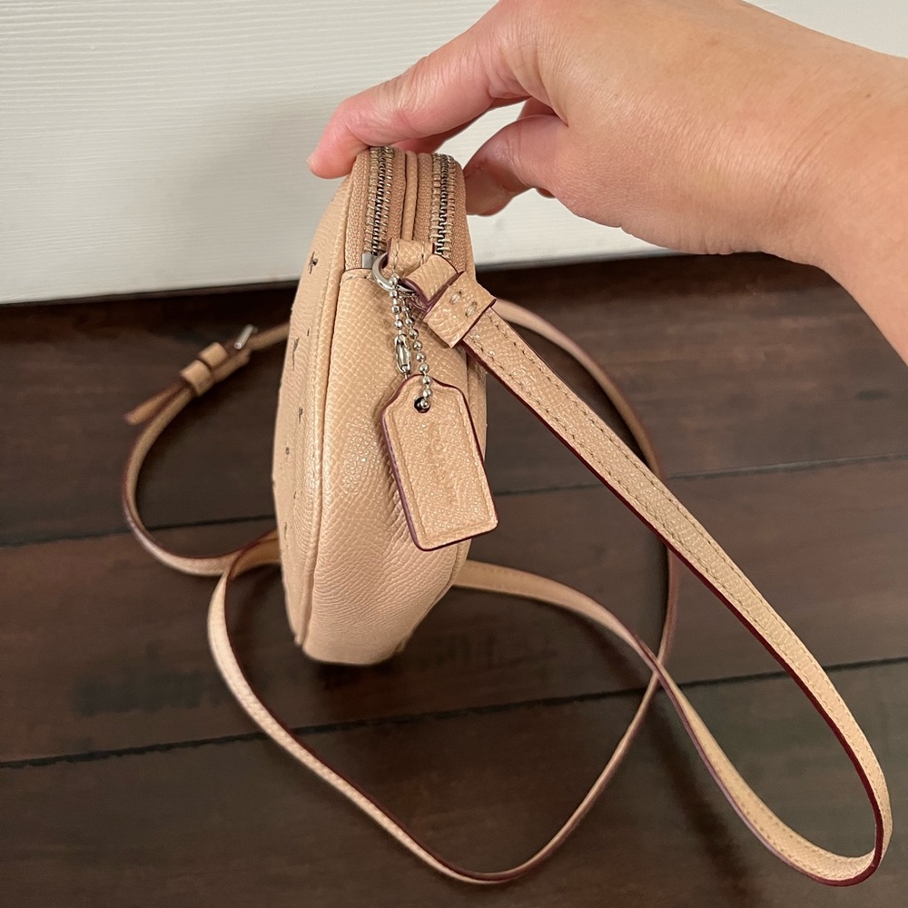 Coach Soft Leather Double Zipped Purse, Crossbody with Perforated Butterflies - Picture 6 of 10